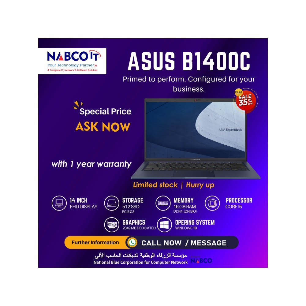 ASUS ExpertBook B1400C – Intel Core i5 (Business Series)